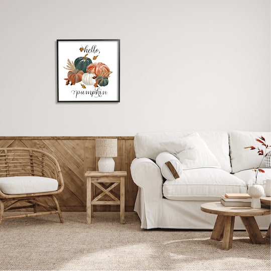 Stupell Industries Hello Pumpkin Fall Harvest Framed Giclee Art